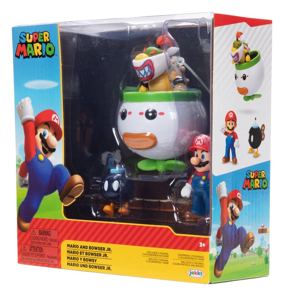 World of Nintendo Mini Figure 2-Pack Mario and Bowser Jr. Clown Car 6 cm