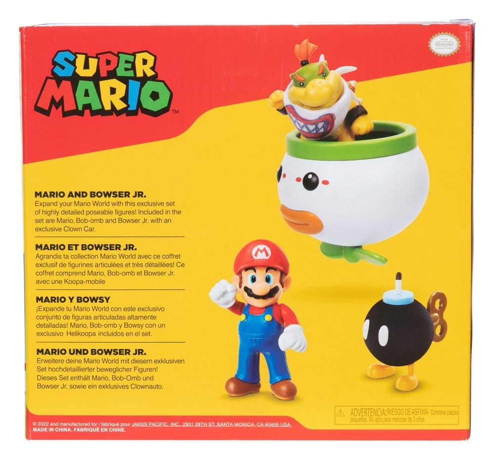 World of Nintendo Mini Figure 2-Pack Mario and Bowser Jr. Clown Car 6 cm