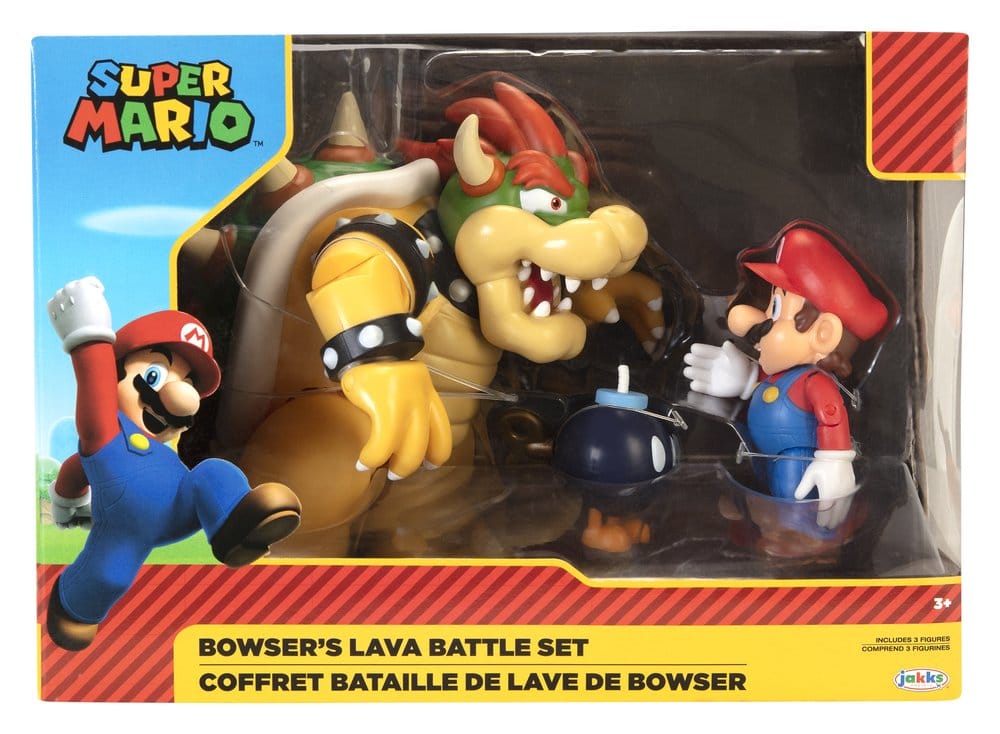 World of Nintendo Action Figure 3-Pack Mario vs. Bowser Lava Battle