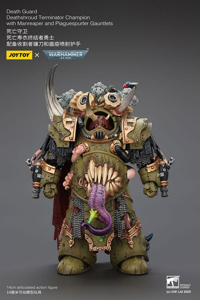 Warhammer 40k Action Figure 1/18 Death Guard Deathshroud Terminator Champion with Manreaper and Plaguespurter Gauntlets 14 cm