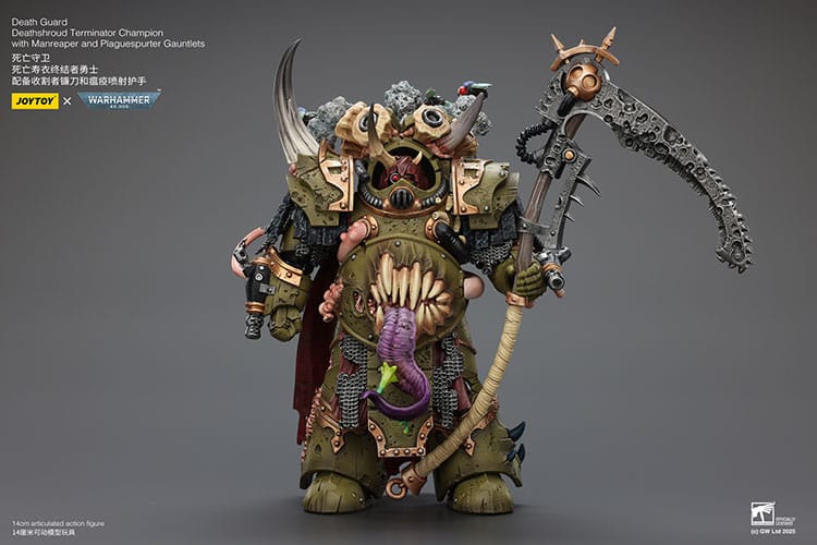 Warhammer 40k Action Figure 1/18 Death Guard Deathshroud Terminator Champion with Manreaper and Plaguespurter Gauntlets 14 cm