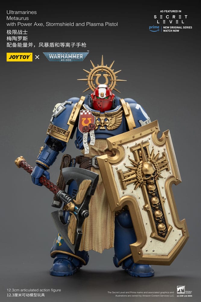 Warhammer 40,000 Action Figure Ultramarines Metaurus with Power Axe, Stormshield and Plasma Pistol 13 cm