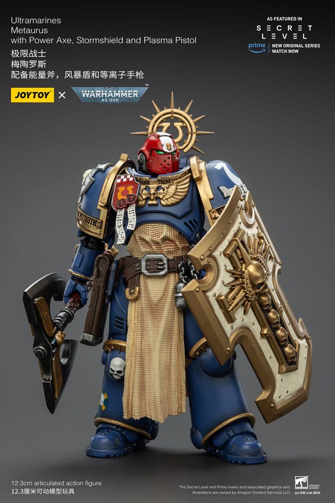 Warhammer 40,000 Action Figure Ultramarines Metaurus with Power Axe, Stormshield and Plasma Pistol 13 cm