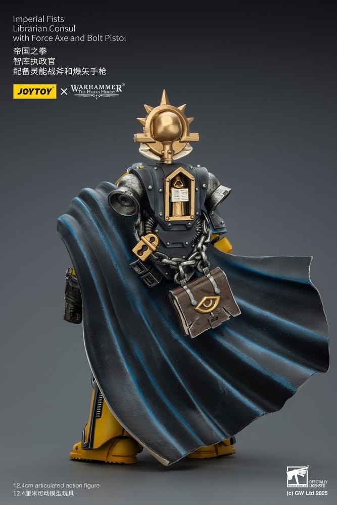 Warhammer Imperial Fists Action Figure Librarian Consulwith Force Axe and Bolt Pistol 12 cm