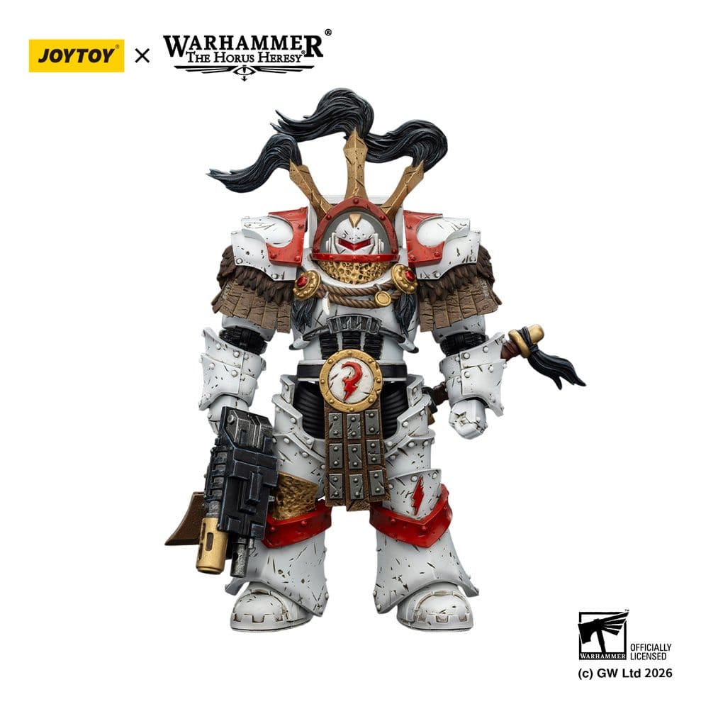 Warhammer 40,000 Action Figure White Scars Legion Praetor in Cataphractii Terminator Armour with Cyber Hawk Chogorian sword and combi-melta 14 cm