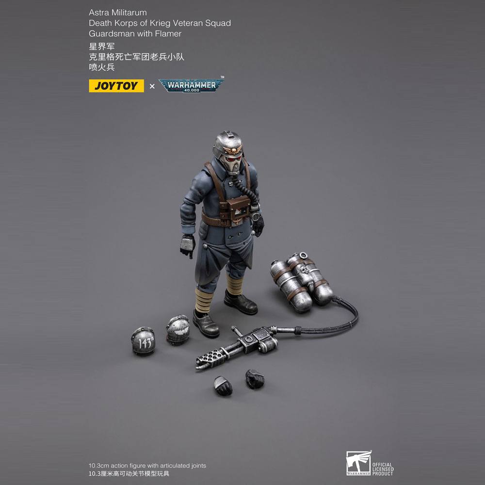 Warhammer 40k Action Figure 1/18 Death Korps of Krieg Veteran Squad Guardsman with Flamer 10 cm