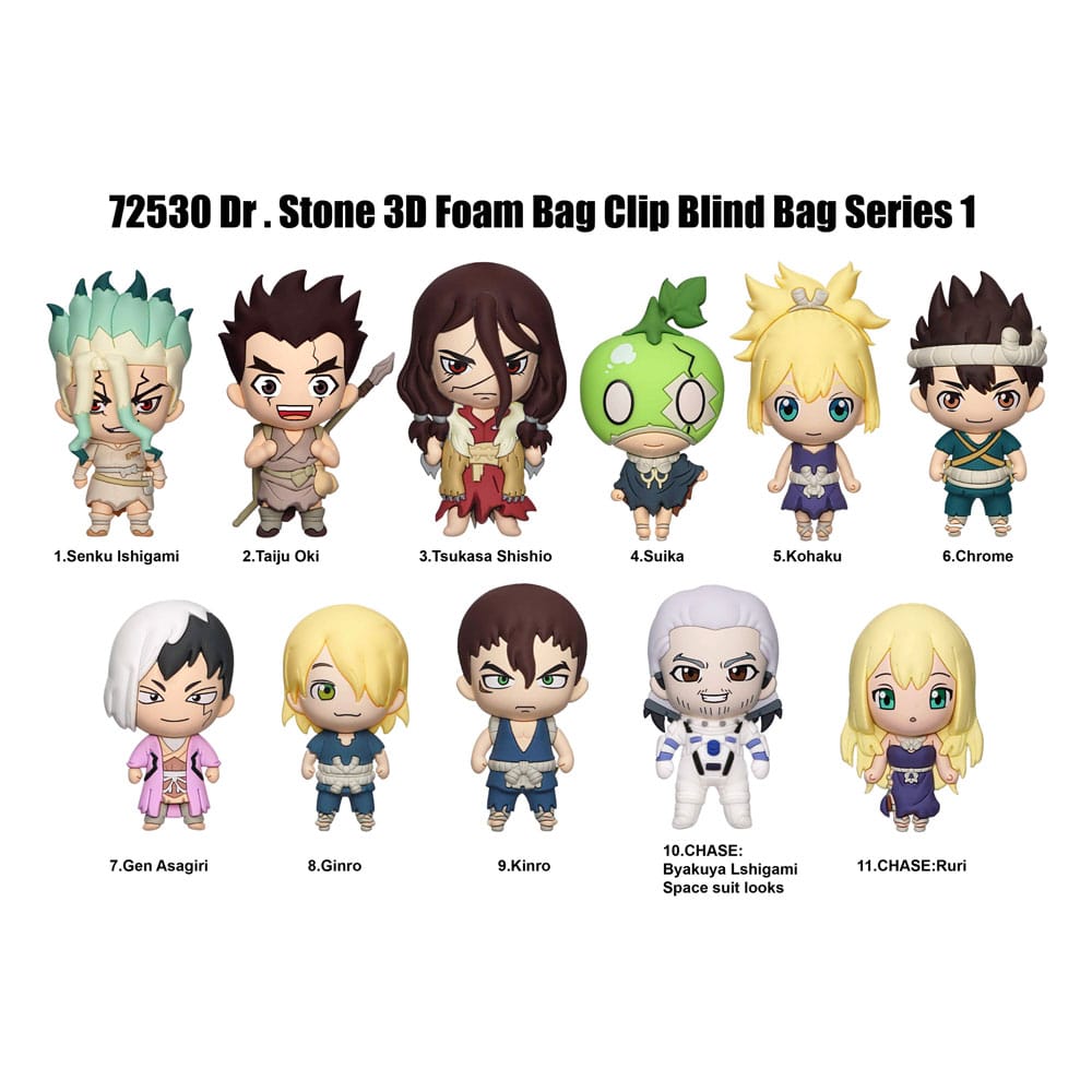 Dr. Stone 3D PVC Bag Clips Series 1 Display (24)