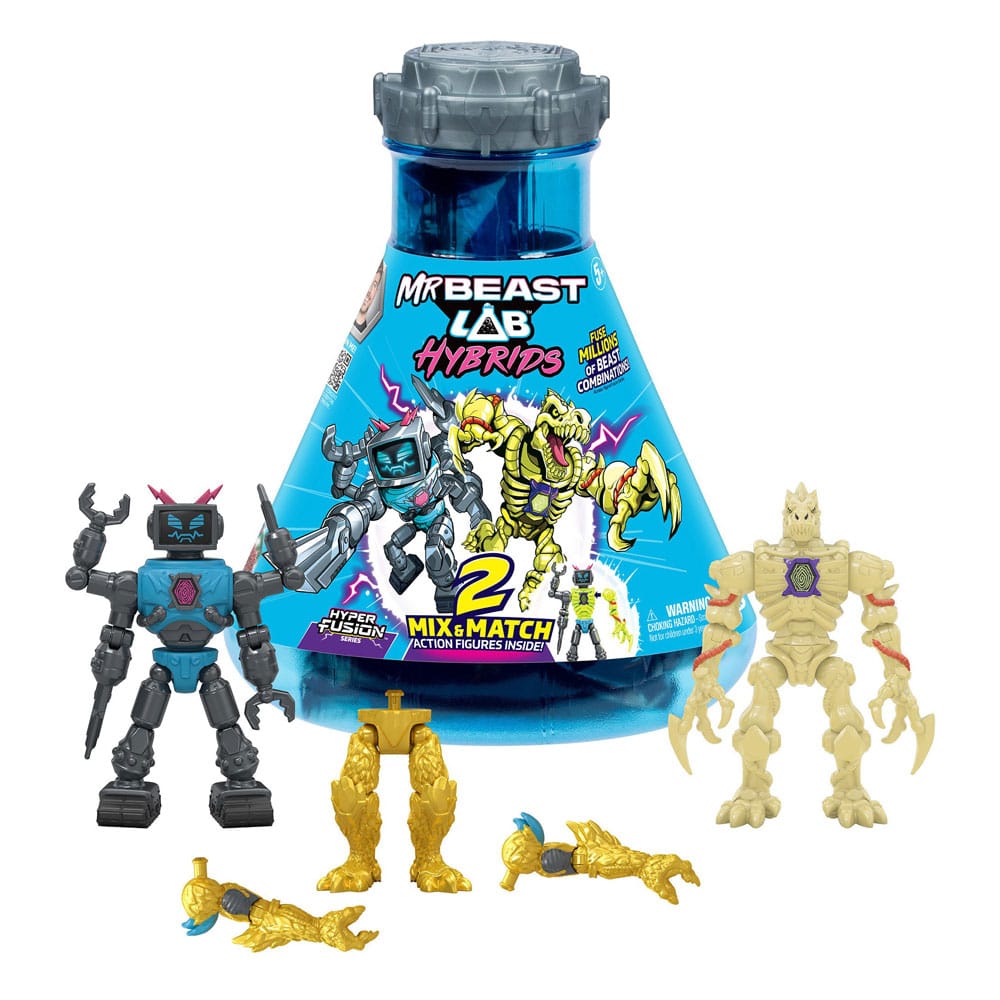 Mr. Beast Lab Hybrids Series 2 Mini Figuren 2er-Pack Lab-Bot vs Gid Skeleton 11 cm