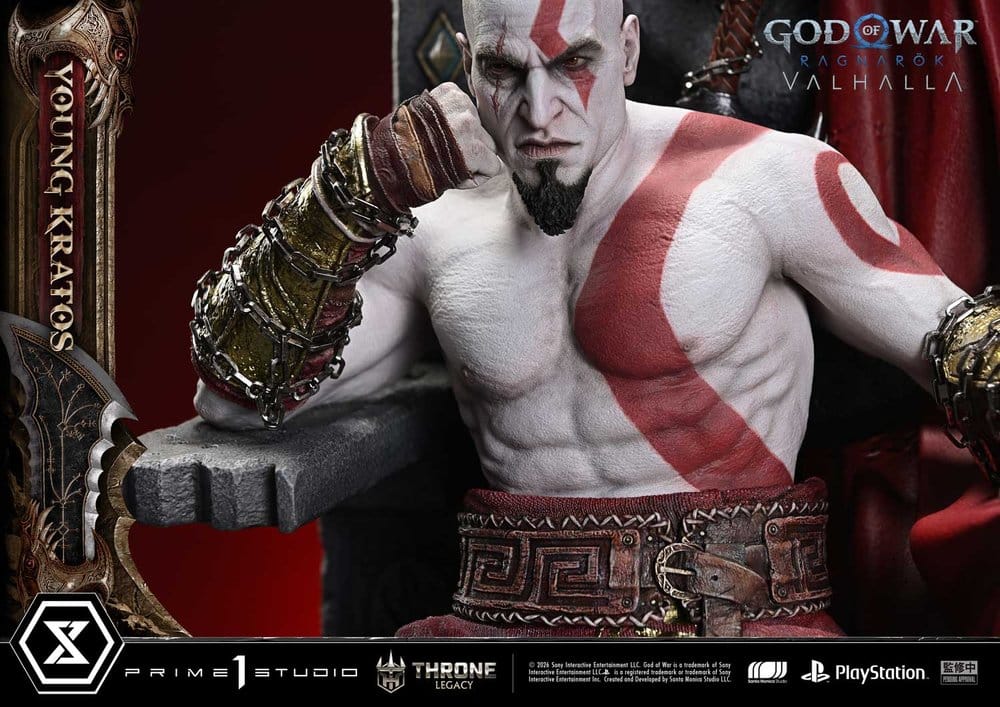 Throne Legacy God of War Series Statue 1/3 Ragnarok Young Thyself Kratos 91 cm