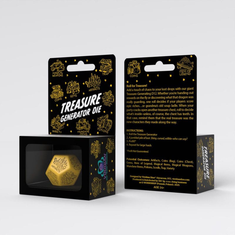 Viridian Jumbo Dice Treasure Generator Die D12 Yellow