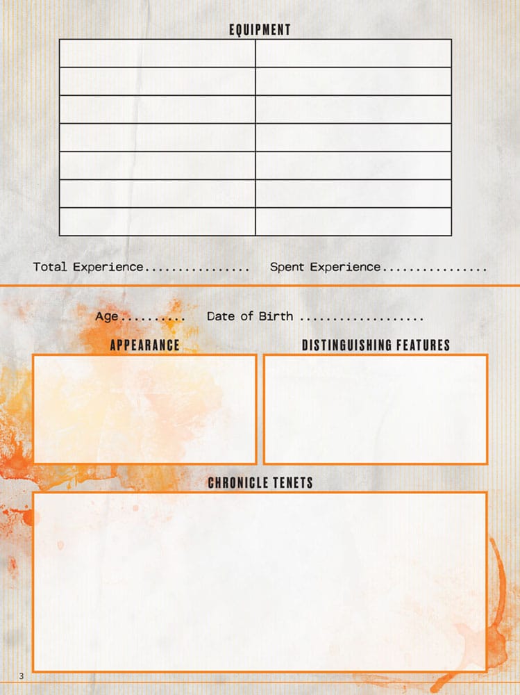 Hunter: The Reckoning 5th Edition RPG Journal Expanded Character Sheet Journal *Englische Version*