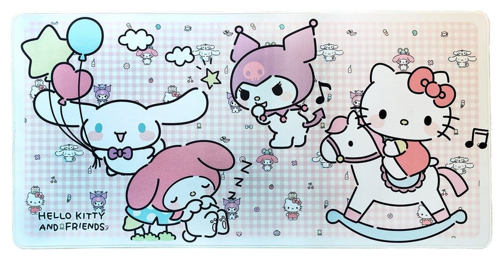 Sanrio Pink Black Party Series XXL Mousepad Hello Kitty & Friends Infant Style