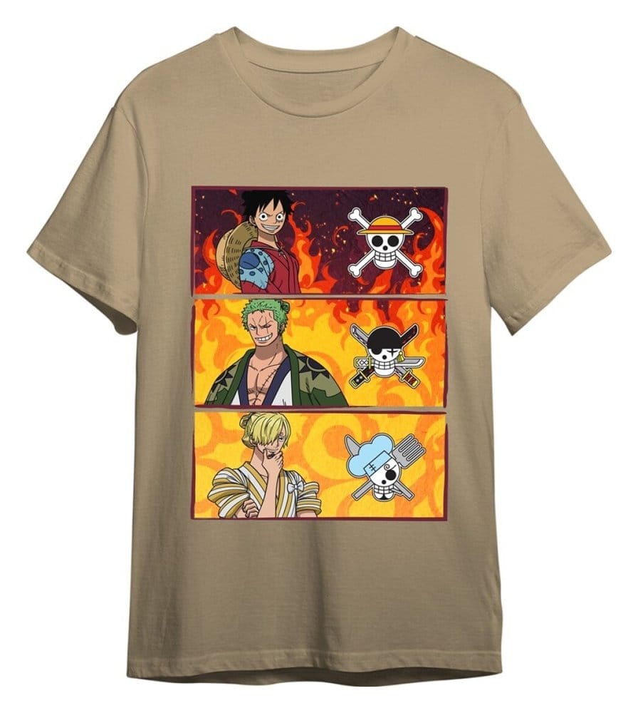 One Piece T-Shirt Monkey D. Luffy & Roronoa Zoro & Sanji Sand Size M