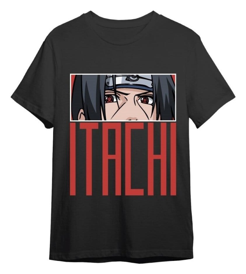Naruto Shippuden T-Shirt Itachi Eyes Black Size S