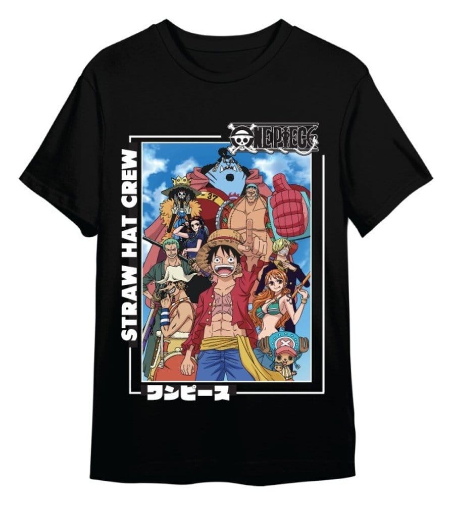 One Piece T-Shirt Straw Hat Crew Black Size M