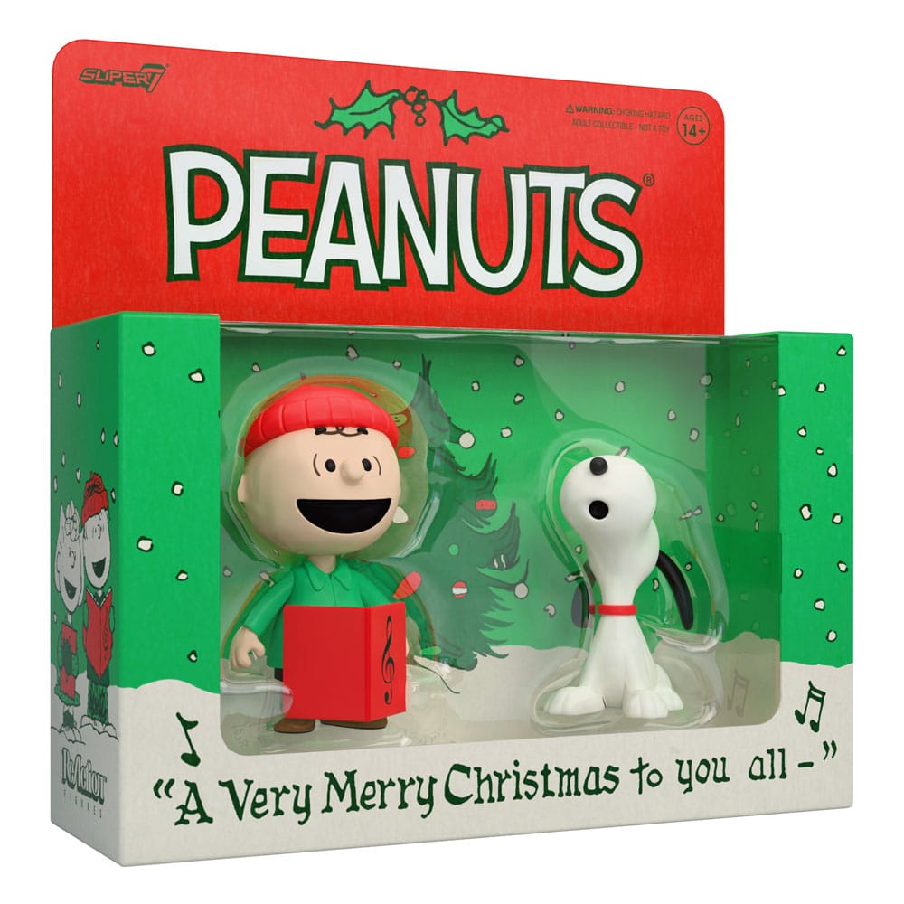 Peanuts ReAction Action Figures 2-Pack Brown and Snoopy (Caroling) 10 cm