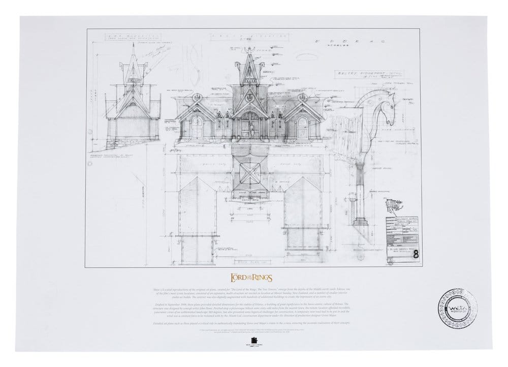Lord of the Rings Blueprint Art Print The Stable of Edoras 59 x 42 cm