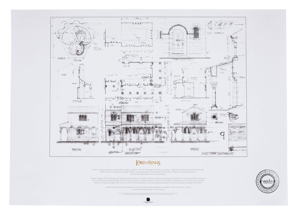 Lord of the Rings Blueprint Art Print The Courtyard of Minas Tirith 59 x 42 cm