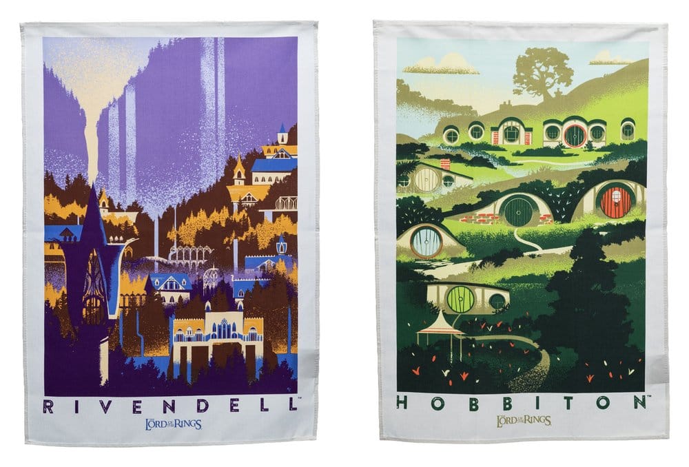Lord of the Rings Tea Towel 2-Pack Rivendell & Hobbiton 70 cm