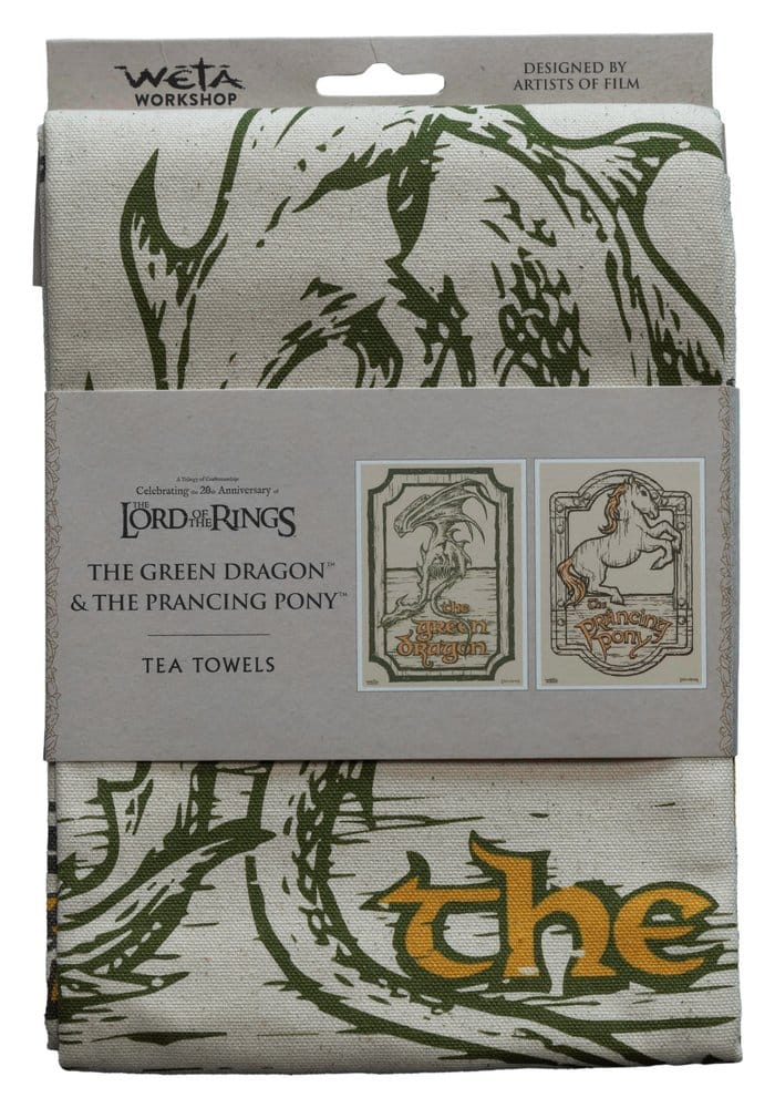 Lord of the Rings Tea Towel 2-Pack Green Dragon & Prancing Pony 69 cm
