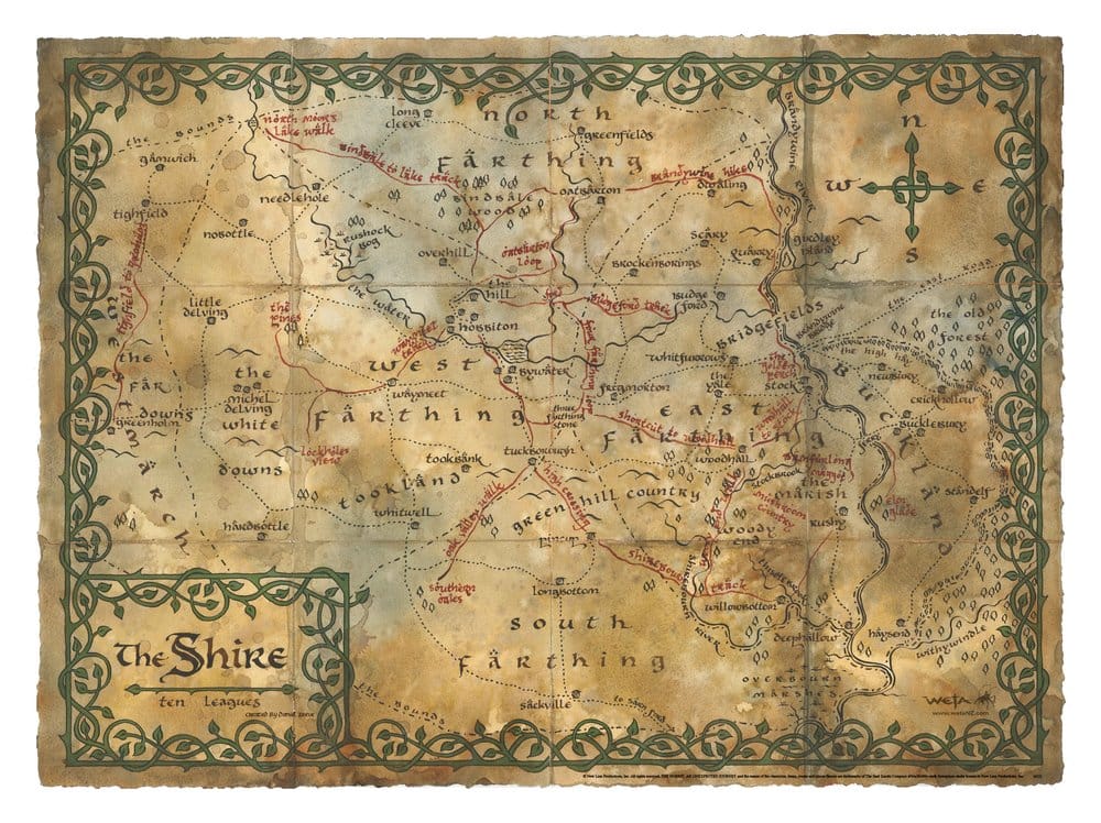 The Hobbit Art Print Map of the Shire 74 x 54 cm