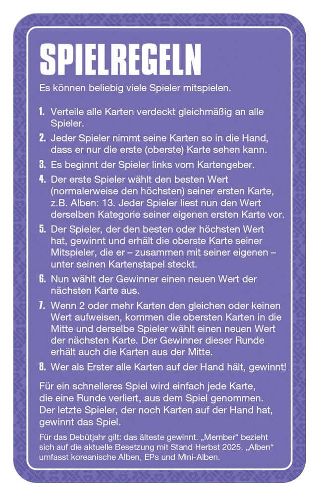 K-Pop Card Game Top Trumps *German Version*