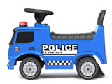 Mercedes Antos police truck with sirens and emergency lights.