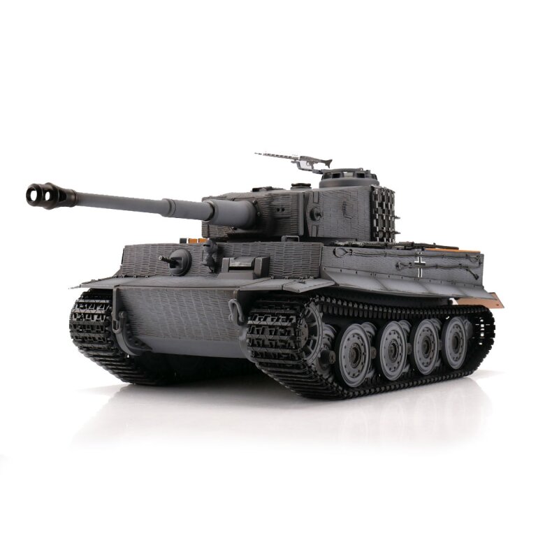 Fjernstyret 1/16 RC Tiger I - grey med BB-kugler, røg og lyd