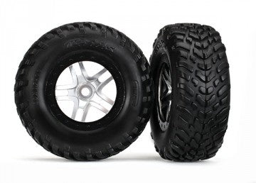 Traxxas 5975X Tire &amp; Wheel SCT S1/S-Spoke  Chrome-Black (14mm) (2)