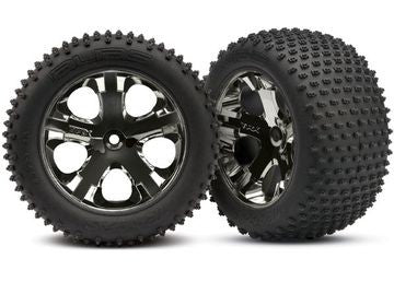 Traxxas 3770A Tires &amp; Wheels Alias/All-Star Black Chrome 2.8" TSM Rear (2)