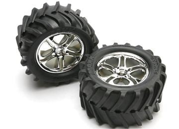 Traxxas 5173 Tires &amp; Wheels Maxx Chevron/SS Chrome (14mm) 3.8" (2)