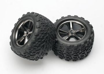 Traxxas 5374A Tires &amp; Wheels Talon/Gemini Black Chrome (14mm) 3.8" (2)