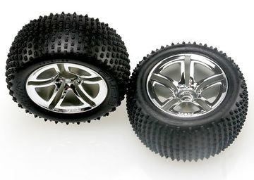 Traxxas 5572R Tires &amp; Wheels Alias/Twin-Spoke (Nitro Rear) 2.8" (2)