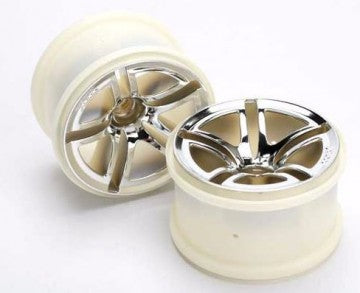 Traxxas 5574 Wheels Twin-Spoke Chrome (Nitro Front) 2.8" (2)