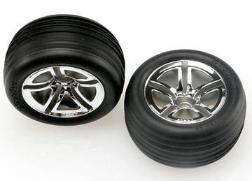 Traxxas 5574R Tires &amp; Wheels Alias/ Twin-Spoke (Nitro Front) 2.8" (2)