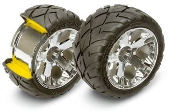 Traxxas 5576R Tires &amp; Wheels Anaconda/All-Star Chrome 2.8" (2)