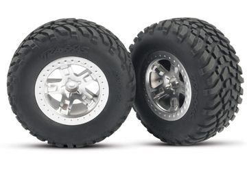 Traxxas 5875 Tires &amp; Wheels SCT/SCT Satin Chrome-Black 2WD Fram (2)