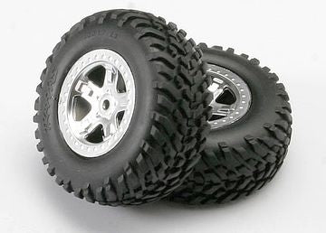 Traxxas 5973 Tires &amp; Wheels SCT/SCT Satin Chrome (14mm) (2)