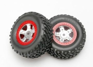 Traxxas 7073A Tires &amp; Wheels SCT/SCT-Red Chrome 1/16 (2)