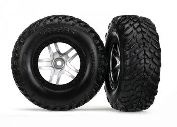 Traxxas 6892 Tires &amp; Wheels SCT/S-Spoke Chrome-Black 4WD/2WD Rear TSM
