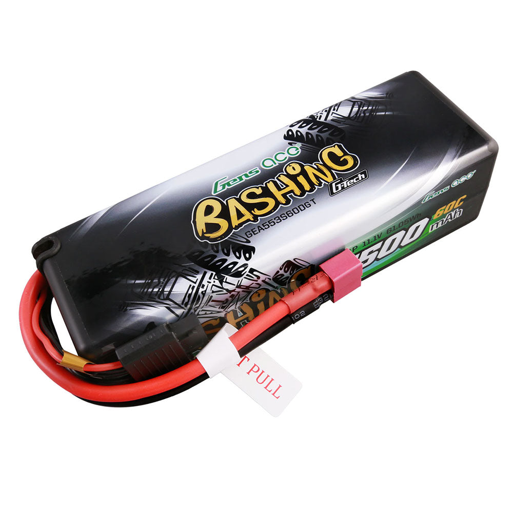 GENS ACE GE3-5500-3SDGT - Gensace Bashing LiPo 3S 11.1V-5500-60C Deans 138x47x37mm 380g Bullet
