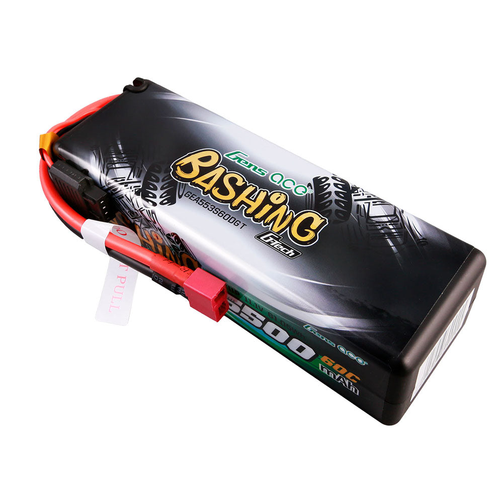 GENS ACE GE3-5500-3SDGT - Gensace Bashing LiPo 3S 11.1V-5500-60C Deans 138x47x37mm 380g Bullet