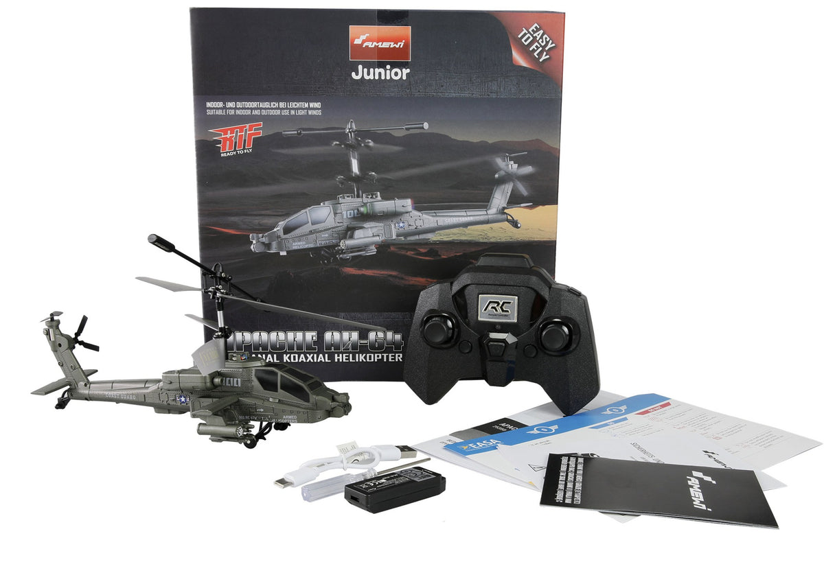 Fjernstyret Apache AH-64 Koaksial begynder helikopter – 3,5-kanals RTF