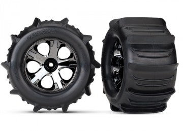 Traxxas 4175 Tires &amp; Wheels Paddel/All-Star Black Chrome 2.8" TSM Front