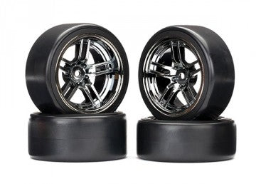 Traxxas 8378 Tires &amp; Wheels 1.9" Drift Split-Spoke Black Chrome (4)