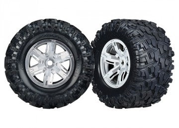 Traxxas 7772R Tires &amp; Wheels Maxx AT/X-Maxx Satin Chrome (2)
