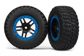 Traxxas 5885A Tires &amp; Wheels BFGoodrich/S-Spoke Black-Blue 2WD Front (2)