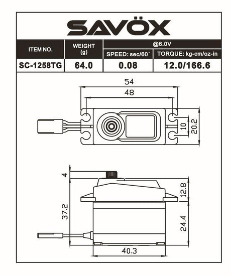 Savox Servo SC-1258TG Coreless Motor