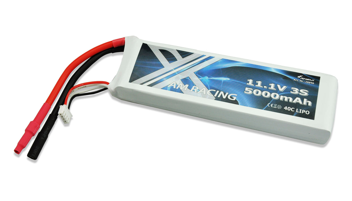 LiPo Batteri 3S 11,1V 5000mAh 40C Softcase, 5mm guldkontakt
