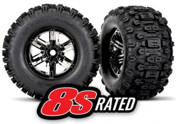 Traxxas 7774A Tires &amp; Wheels Sledgehammer/X-Maxx Black Chrome (2)